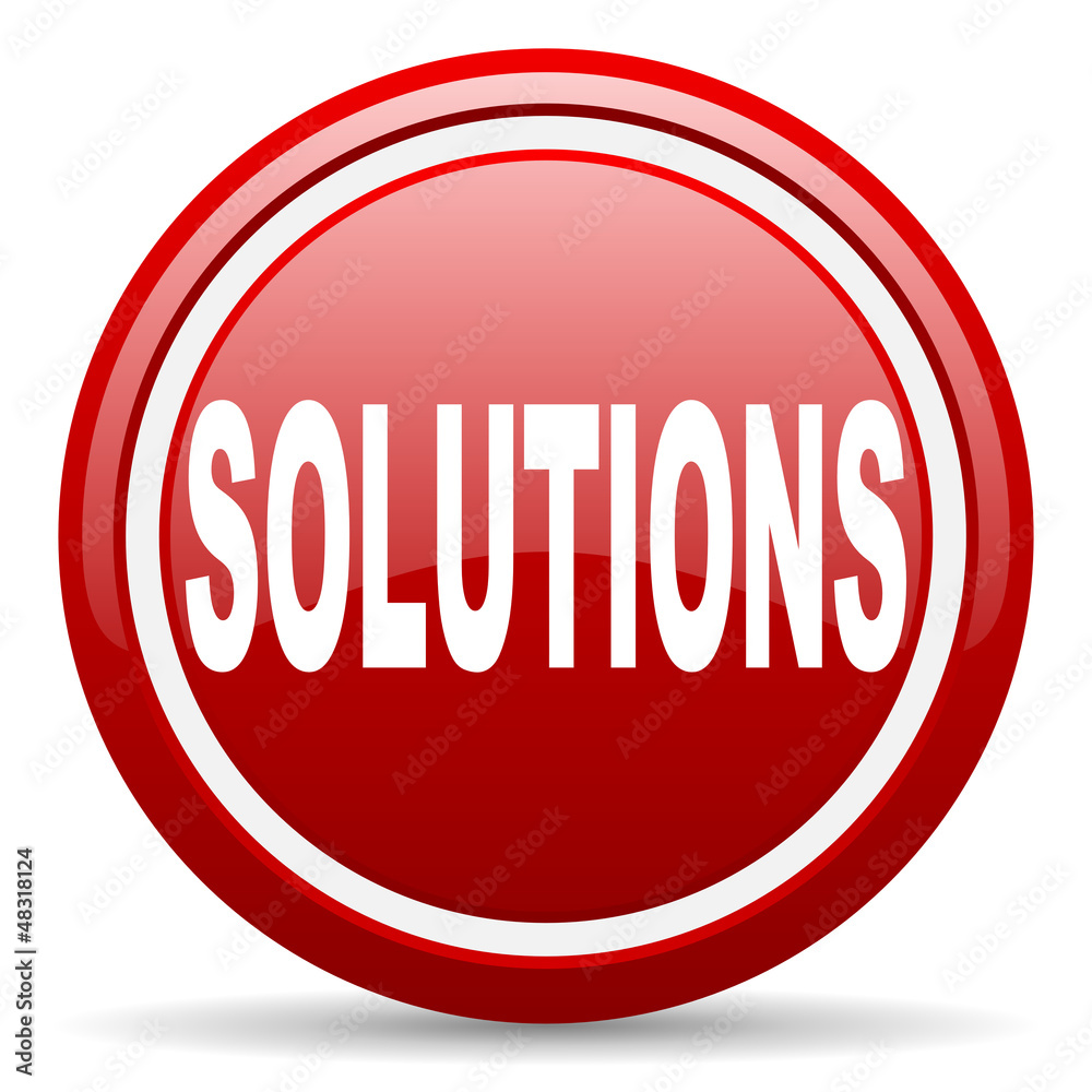 solutions red glossy icon on white background solutions red glossy icon on white background