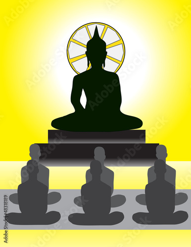 Meditation in Front of Buddha Image