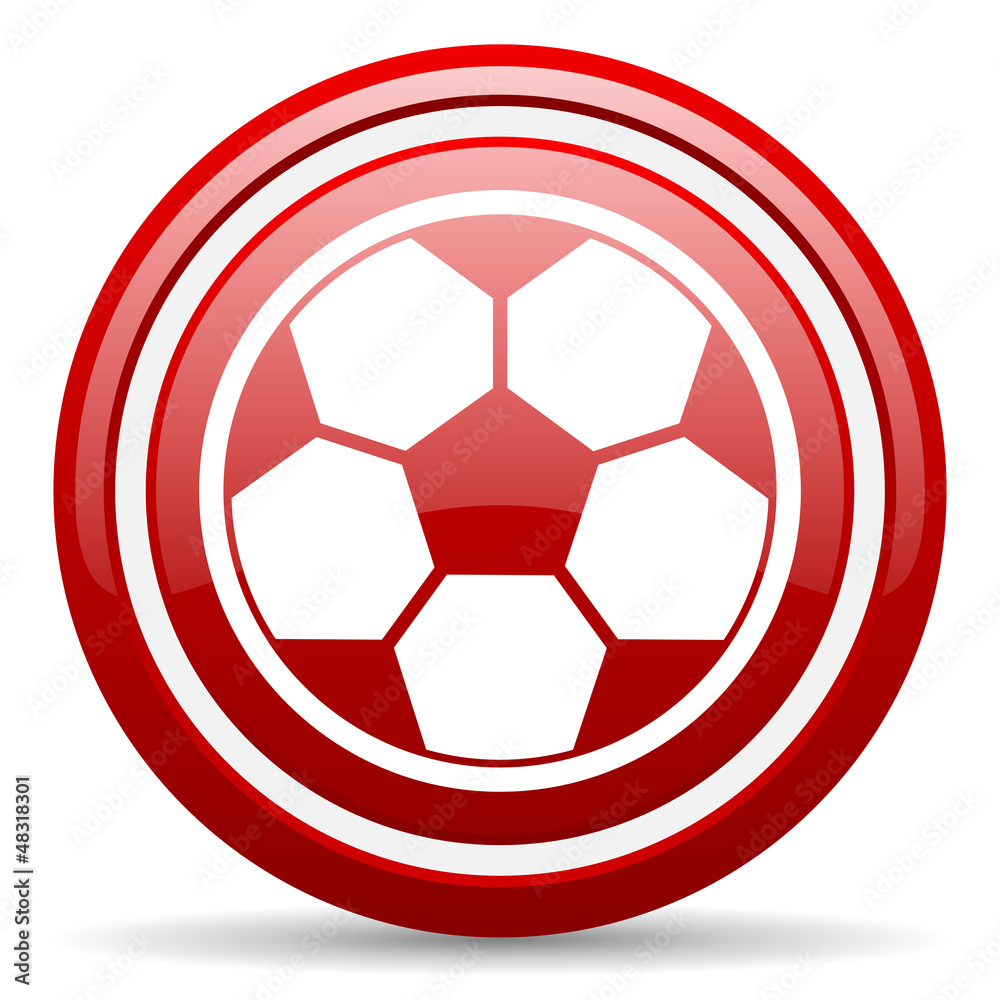 soccer red glossy icon on white background soccer red glossy icon on white background