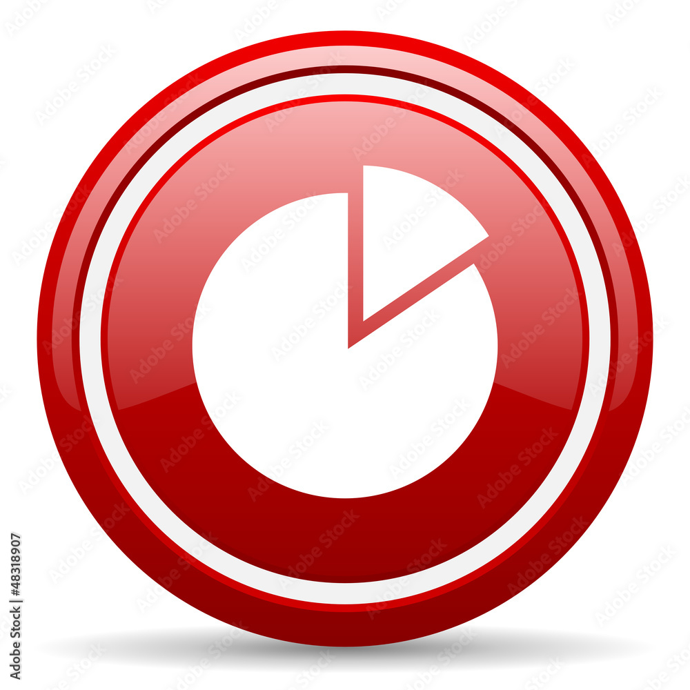chart red glossy icon on white background chart red glossy icon on white background