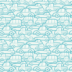 Acrylglasbilder Automuster Doodle Autos Muster Handgezeichnet Kinder  © Oksancia