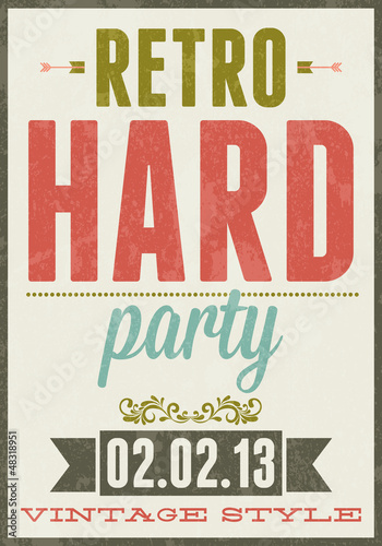 Retro party vector vintage typography poster illustration