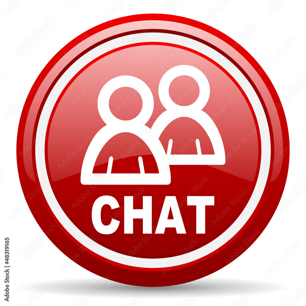 chat red glossy icon on white background chat red glossy icon on white background