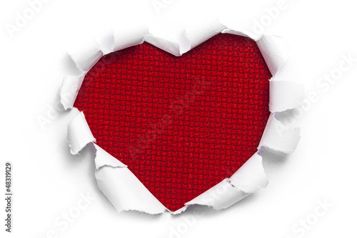 Art banner design in shape of heart in white paper