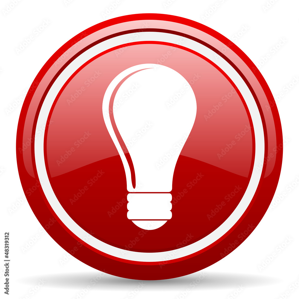 light bulb red glossy icon on white background light bulb red glossy icon on white background