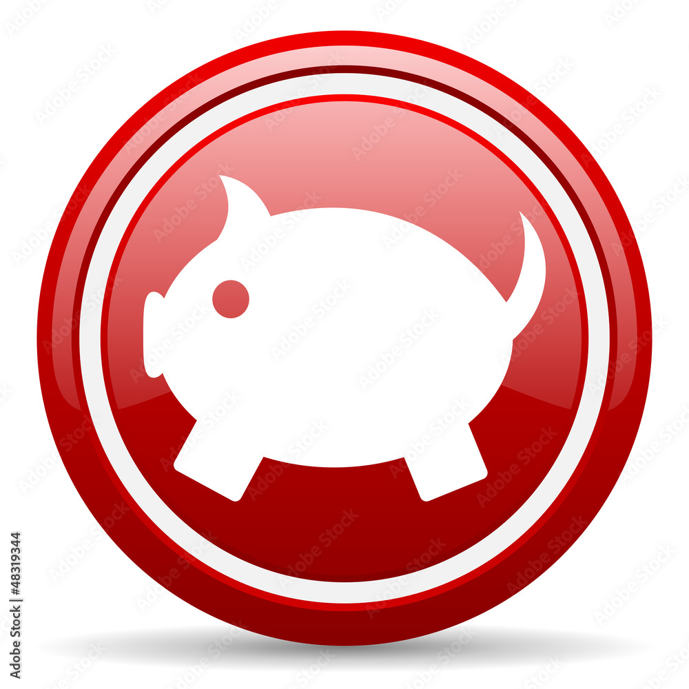 piggy bank red glossy icon on white background piggy bank red glossy icon on white background