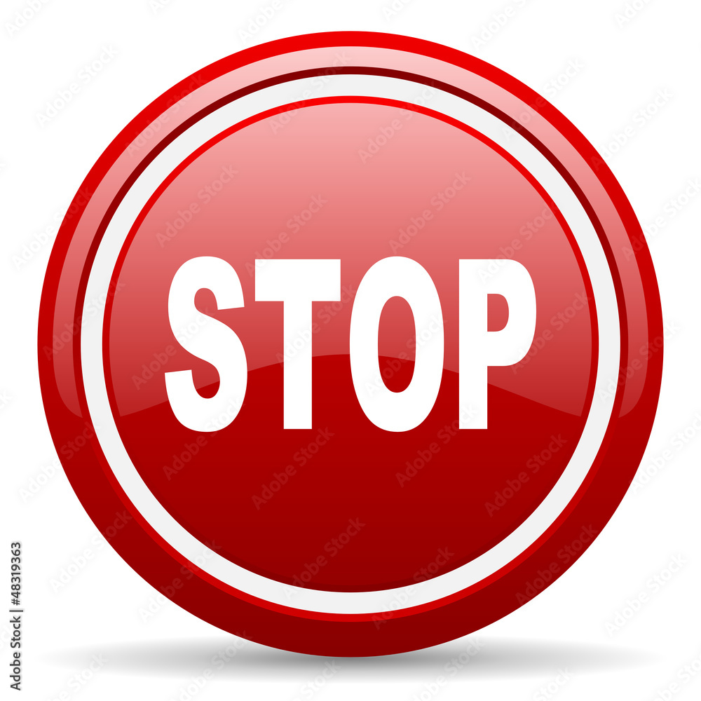 stop red glossy icon on white background stop red glossy icon on white background