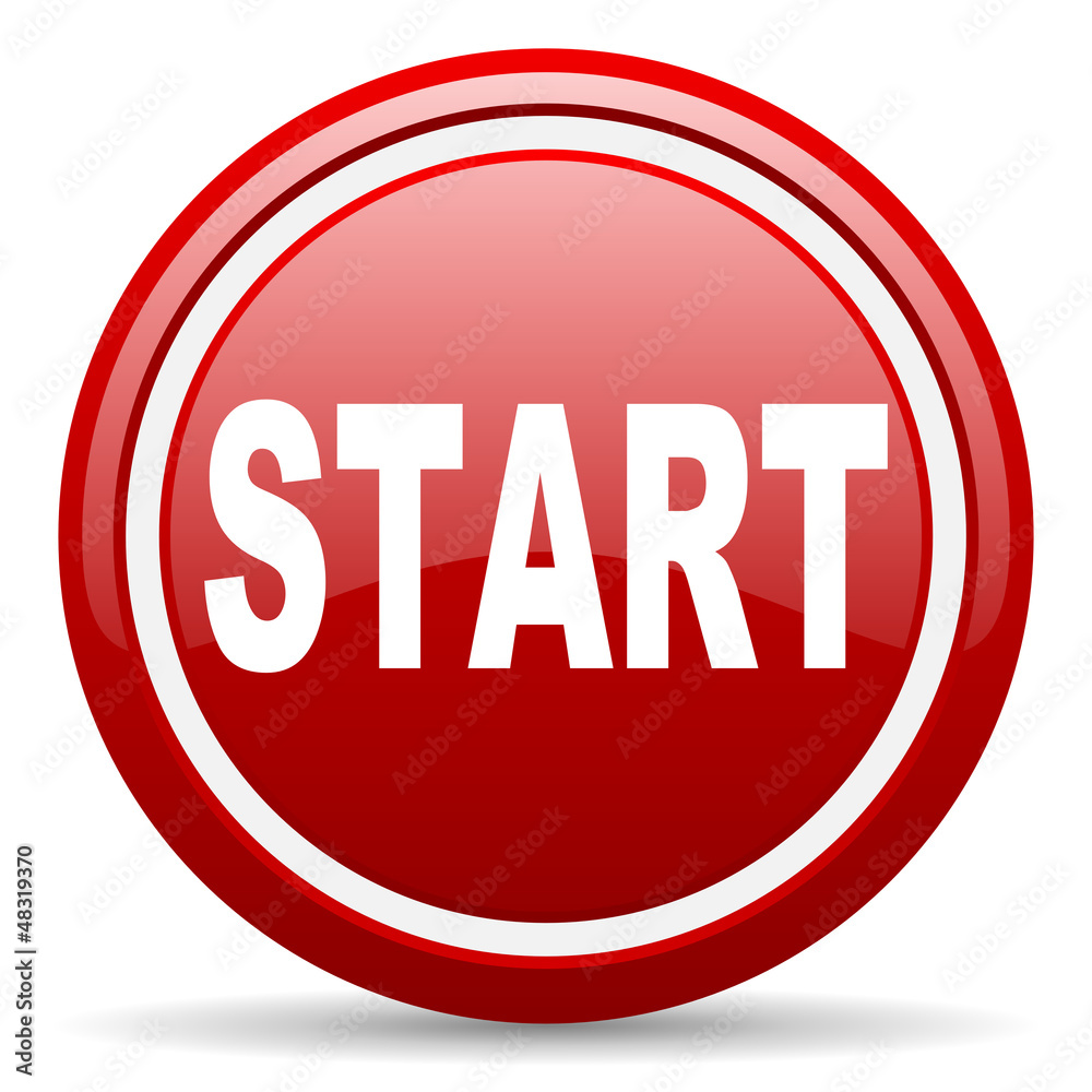 start red glossy icon on white background start red glossy icon on white background