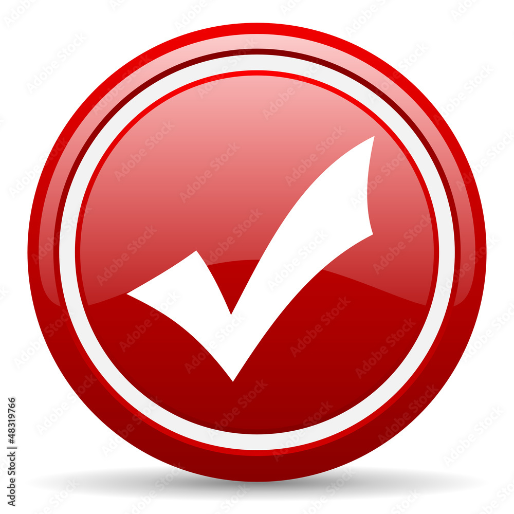 accept red glossy icon on white background