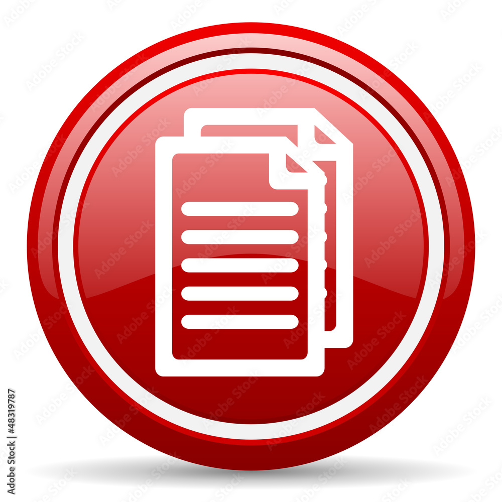 document red glossy icon on white background document red glossy icon on white background