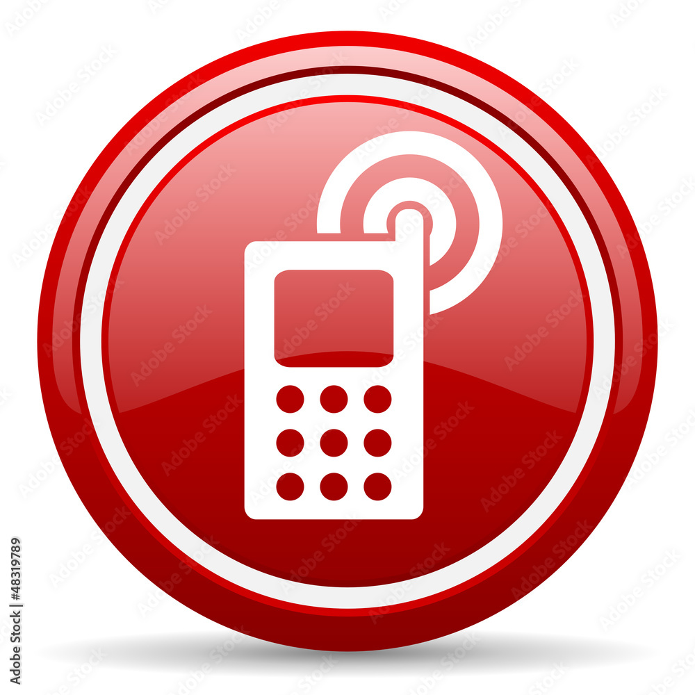 cellphone red glossy icon on white background cellphone red glossy icon on white background