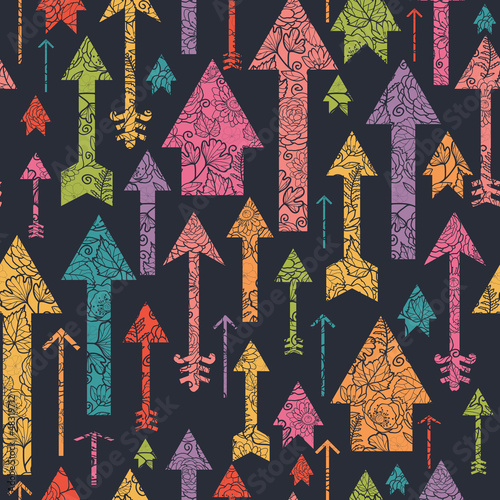 Vector nature textured arrows pointing up seamless pattern