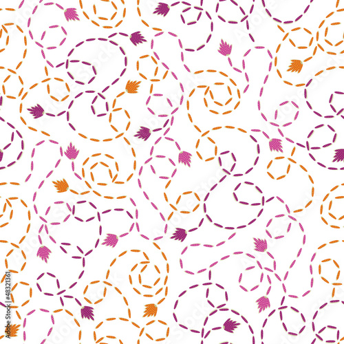 Vector abstract thread stitches seamless pattern background with