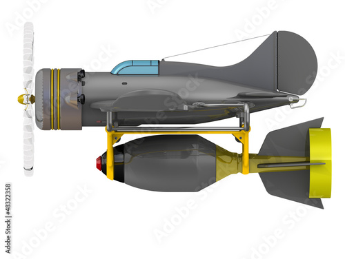 Одномоторный самолёт с авиационной бомбой