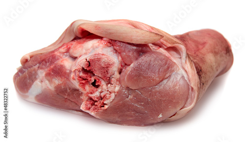 Canvas Print raw fresh meat, pork ham . Shooting on a white background.