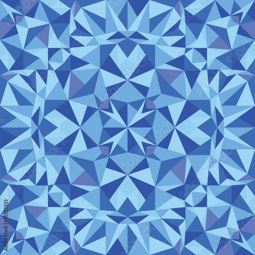 Vector blue triangle texture seamless pattern background with