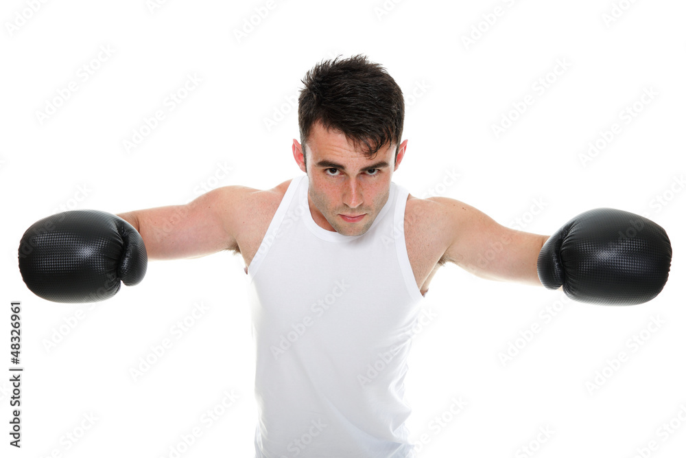 isolated studio picture from a young boxer