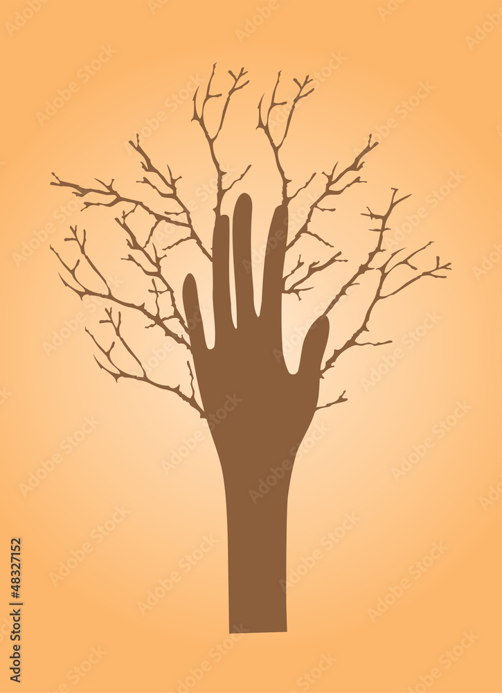 Obraz premium vector hand tree with branches