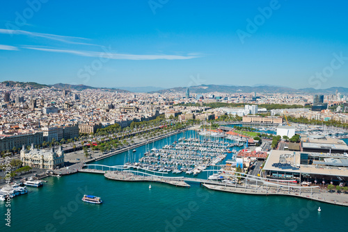 Aerial view of the Harbor district in Barcelona  Spain