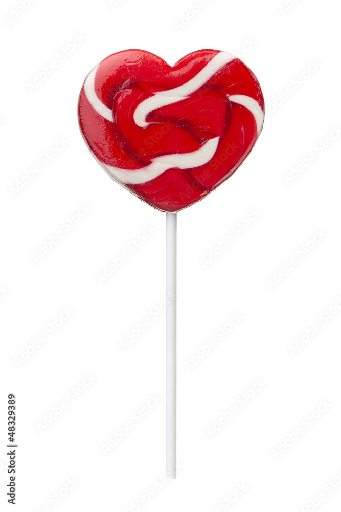 Lollipop in Heart Shape, Valentines Day Candy Lollypop isolated