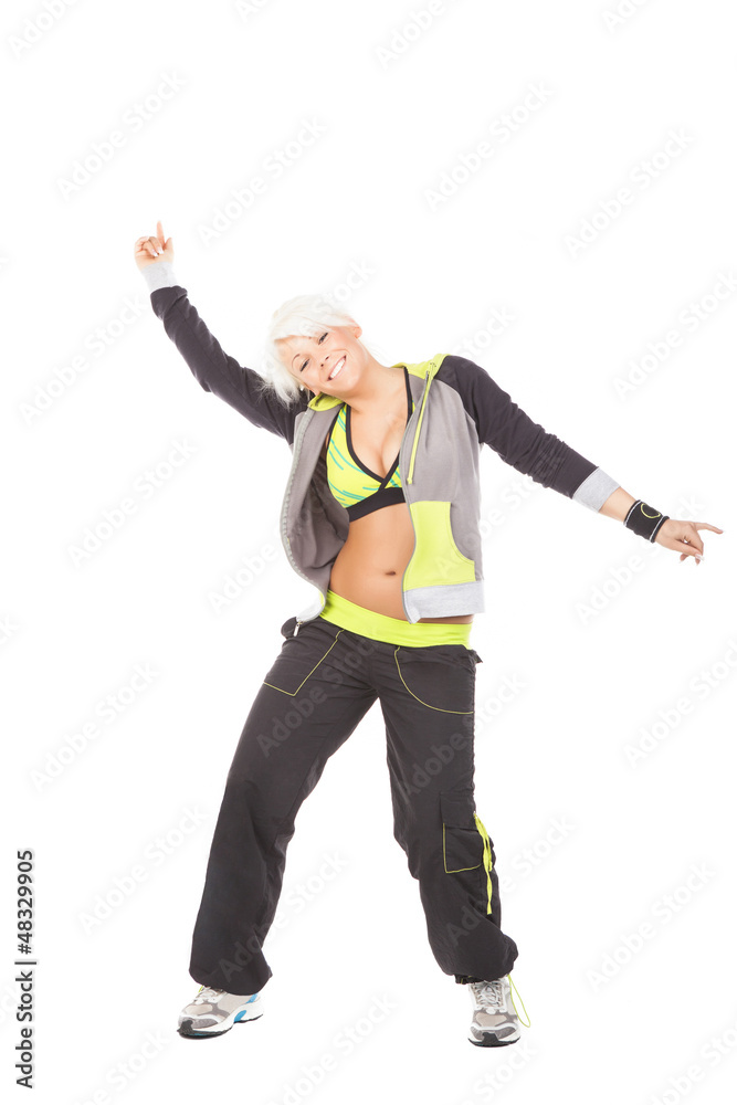 Portrait einer jungen schönen sportlichen Frau freigestellt Portrait einer jungen schönen sportlichen Frau freigestellt