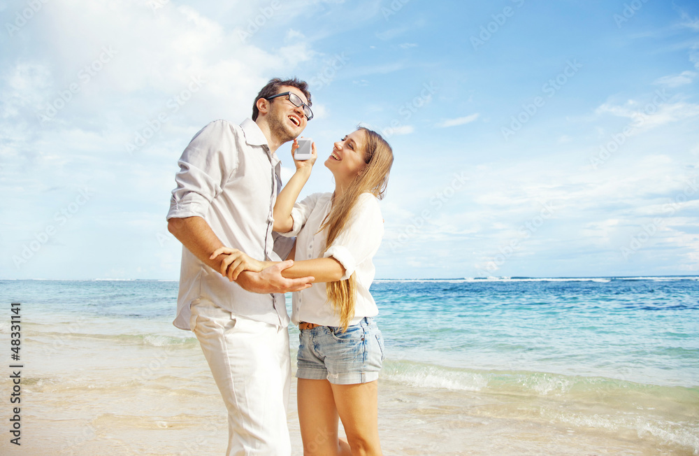 Beach, beautiful couple