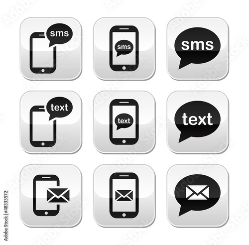 Mobile sms text message mail buttons set