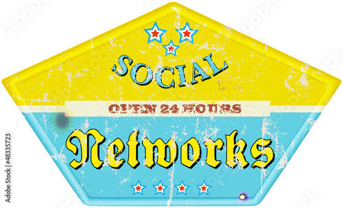 vintage social media enamel sign, grungy, vector illustration