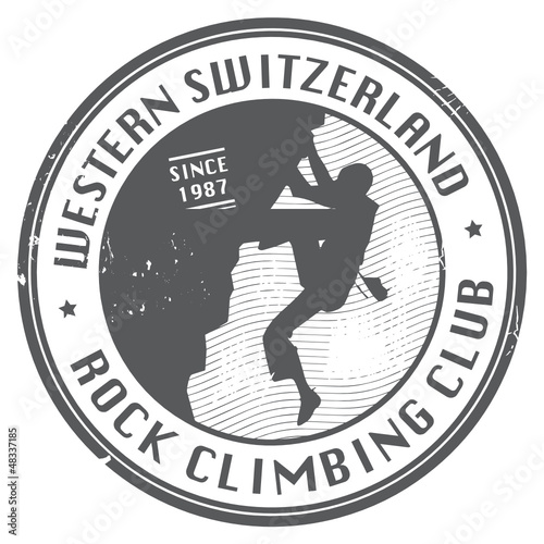 Rock climbing club stamp, vector illustration