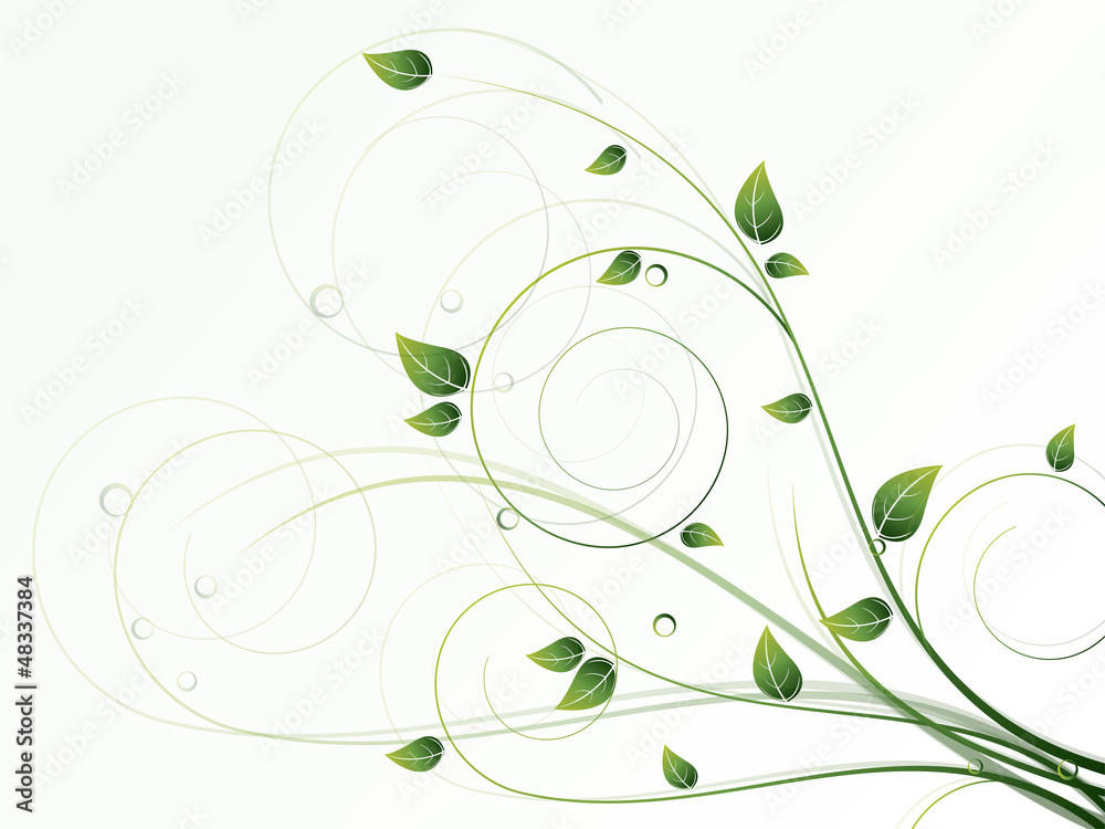 Floral seasonal background with swirls