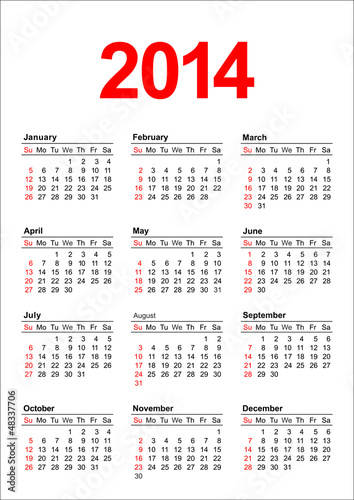 American Calendar 2014
