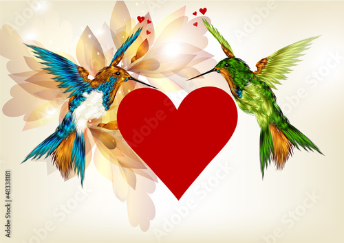 Beautiful valentine greeting vector card with heart and colorful