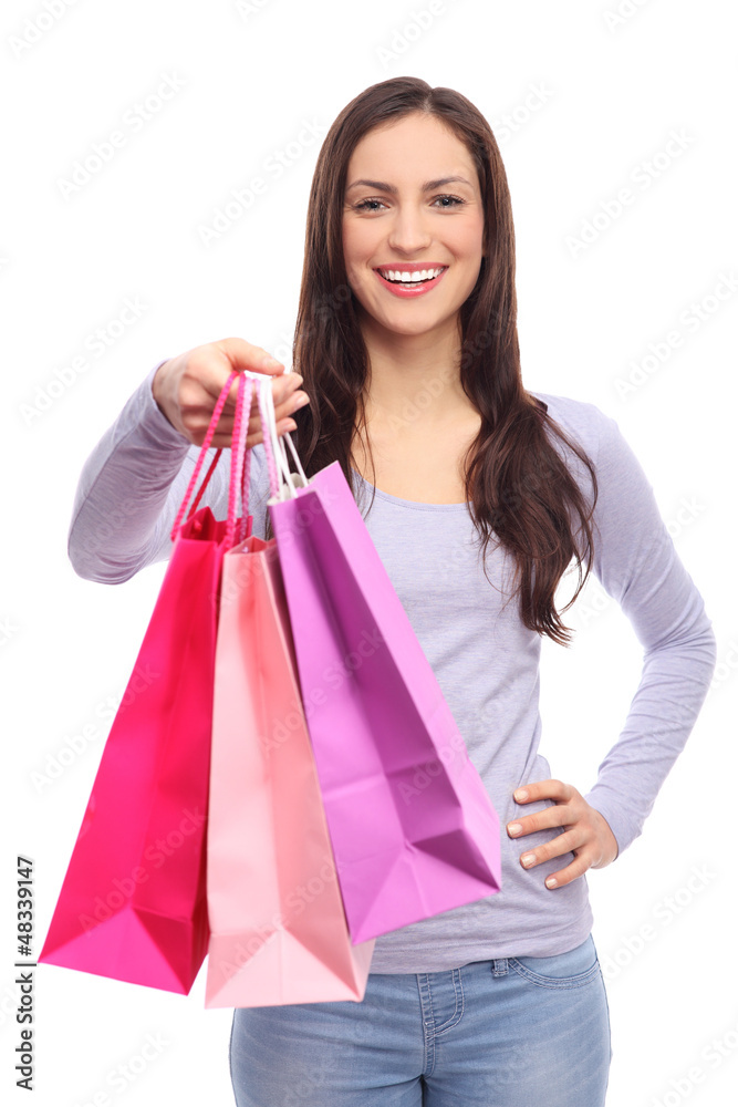 Attractive woman with shopping bags
