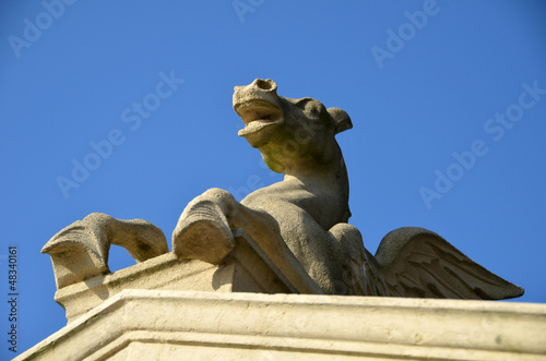 Part of a pegasus-sculpture made ​​of sandstone