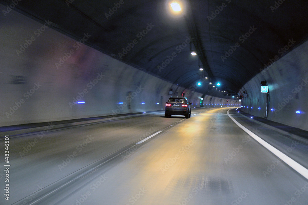 fast motion of the car in tunnel
