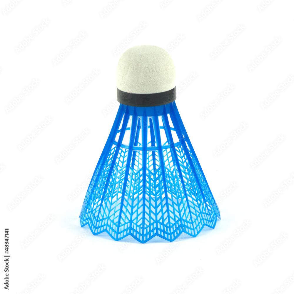 Blue badminton shuttlecocks isolated on white