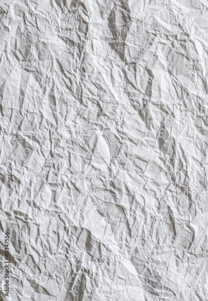Wrinkled paper background on white background
