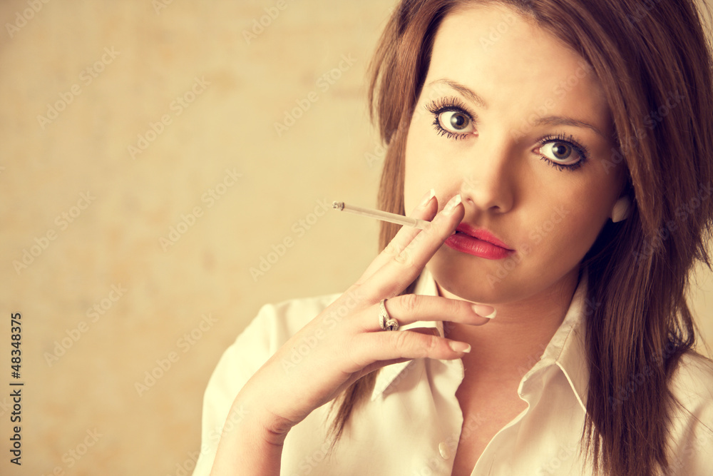 beautiful girl smoking cigarette