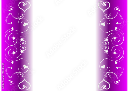 Frise coeur et diamants fond violet - Saint Valentin