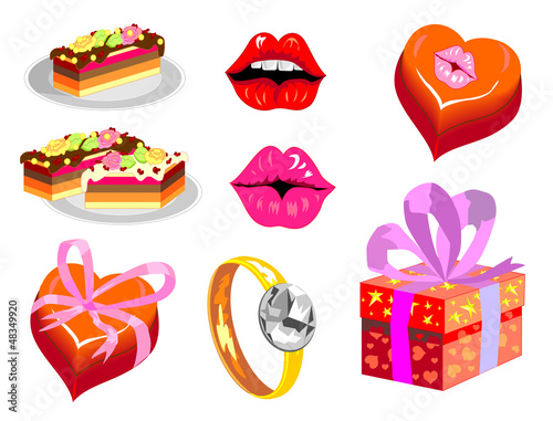 set of isolated images for Valentine's Day