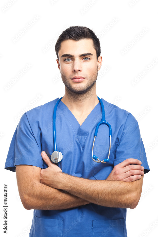Handsome doctor isolated on white Handsome doctor isolated on white