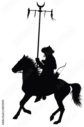 Nomad  warrior on horseback vector silhouette