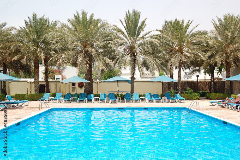 Swimming pool at the luxury hotel, Sharjah, UAE