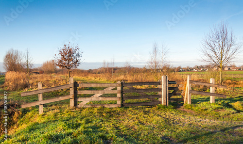 Wooden fence in a small Dutch park