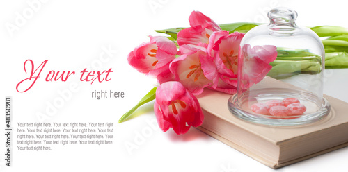 greetings, invitations, with pink tulips