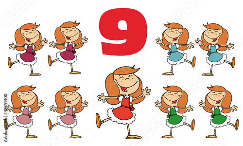 Red Number Nine Over Nine Ladies Dancing