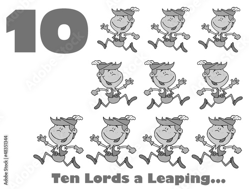 Black And White Number Ten And Text By Lords A Leaping photo