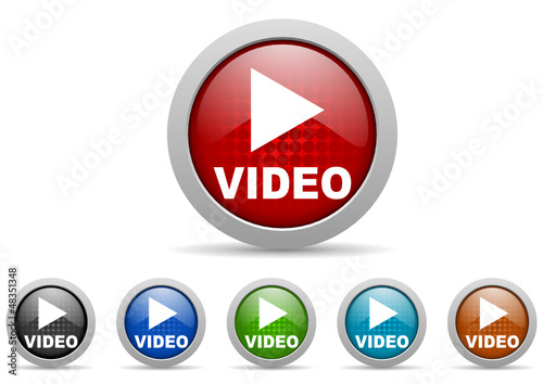 play video vector icon set