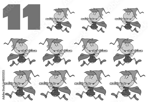 Black And White Number 11 By Eleven Pipers Piping