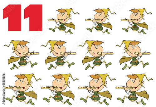 Red Number 11 By Eleven Pipers Piping